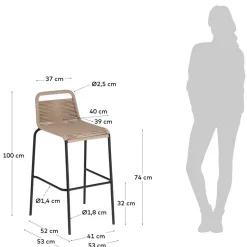 Best Barstühle aus Kordel in Hellbraun - Jakarto (4er Set) Hocker