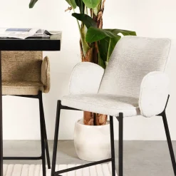 Best Barstuhl aus Struktursamt Creme - Filler (2er Set) Hocker