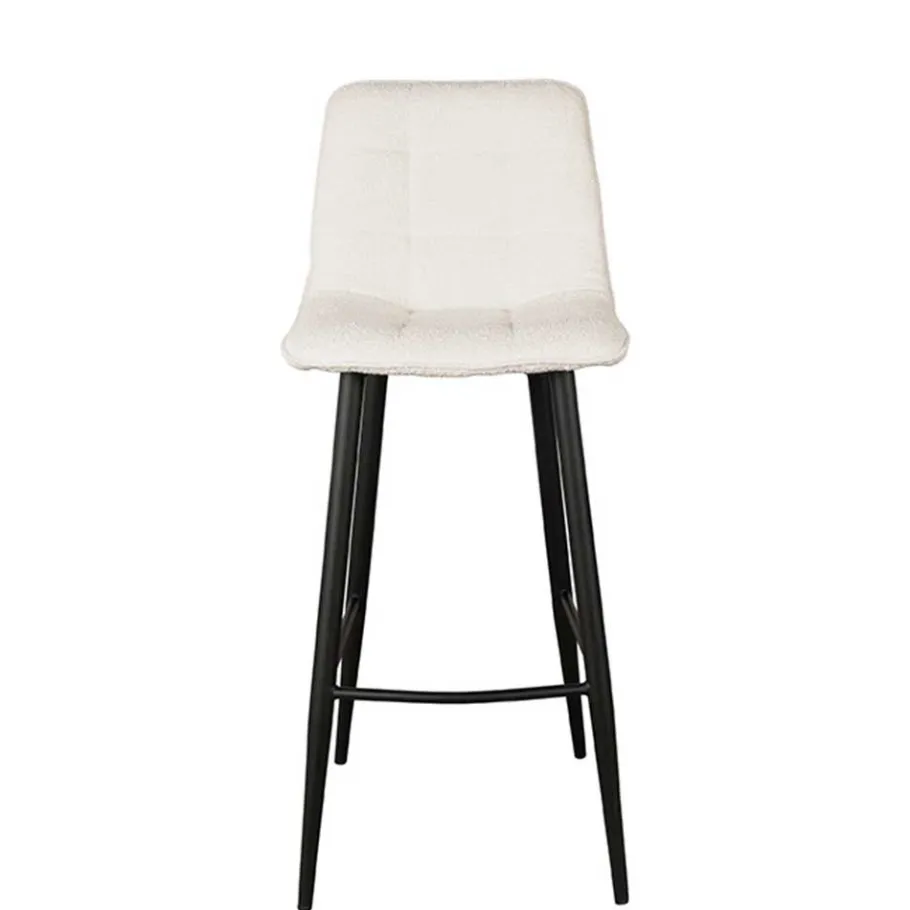 Barstuhl in Cremeweiß Bouclebezug - Gray (2er Set) Hocker