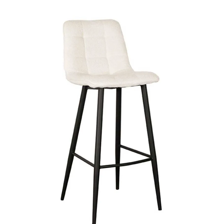 Barstuhl in Cremeweiß Bouclebezug - Gray (2er Set) Hocker