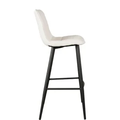 Barstuhl in Cremeweiß Bouclebezug - Gray (2er Set) Hocker