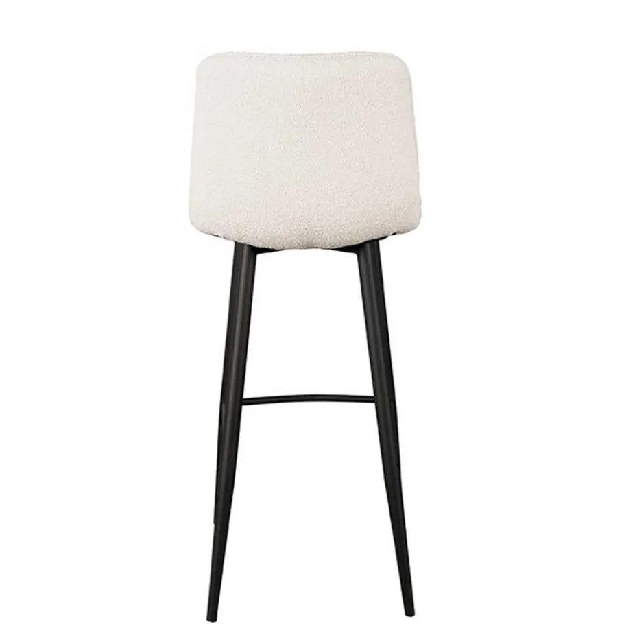 Barstuhl in Cremeweiß Bouclebezug - Gray (2er Set) Hocker