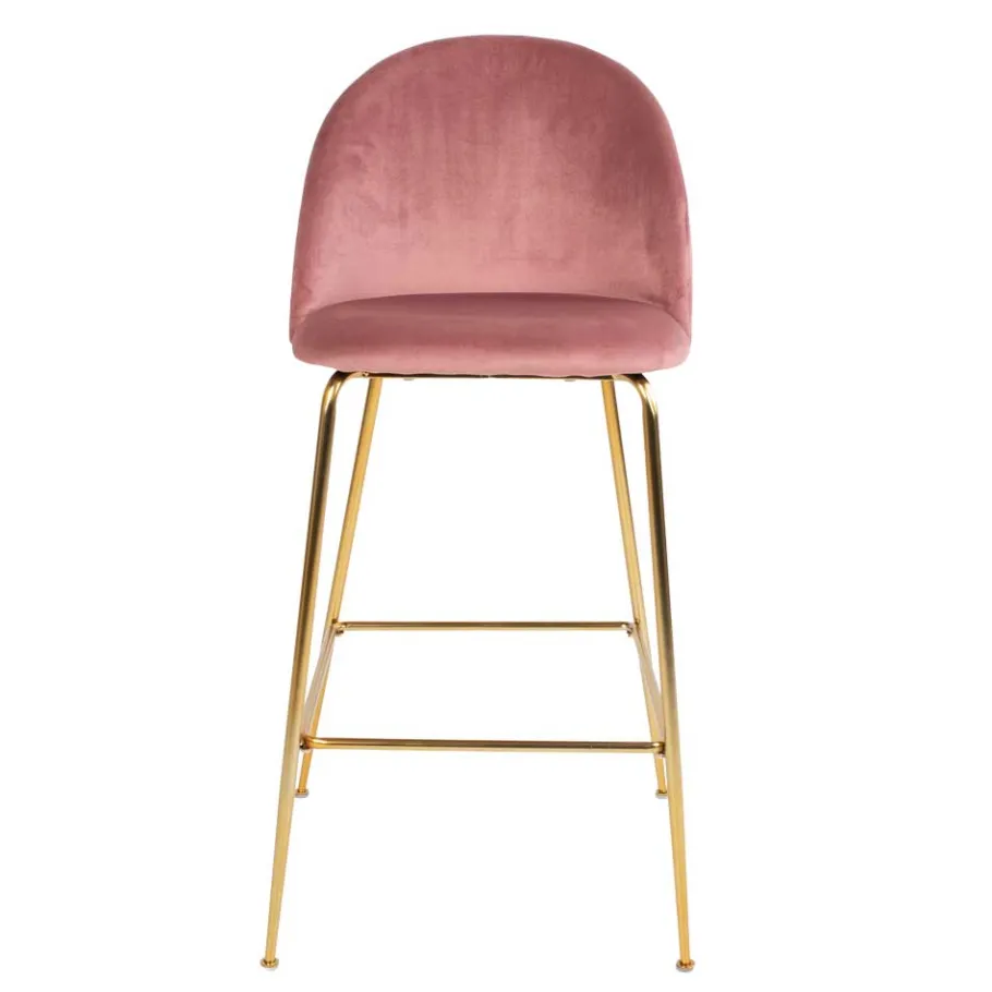 Bar-Stuhl mit Samt in Rosa - Lipari (2er Set) Hocker