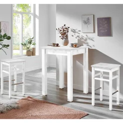 Best Bartisch und Barhocker in Weiß - Zanaris (dreiteilig) Sitzgruppe
