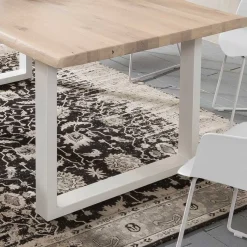 Clearance Baumkante Esstisch & Bank in White Wash - Tilveta (zweiteilig) Sitzgruppe