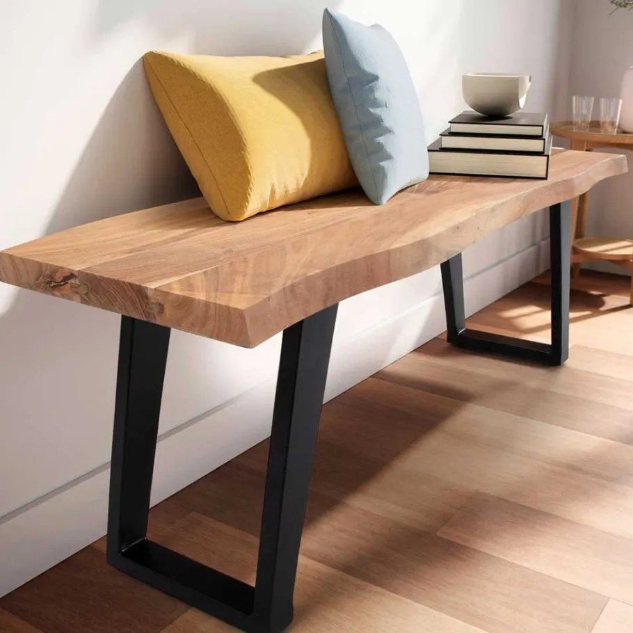 Baumkanten Flurbank aus Akazie Massivholz - Reggio Sitzbank