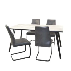 Clearance Beton Optik Tisch & Schwingstühle - Grenados (fünfteilig) Sitzgruppe