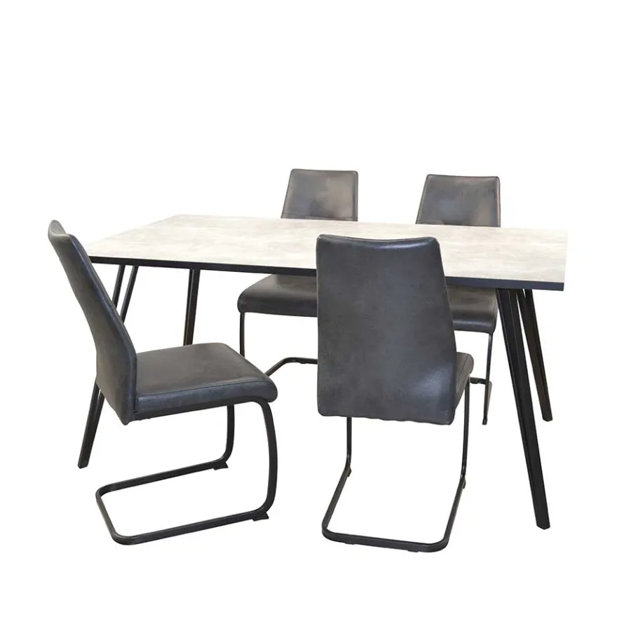 Clearance Beton Optik Tisch & Schwingstühle - Grenados (fünfteilig) Sitzgruppe