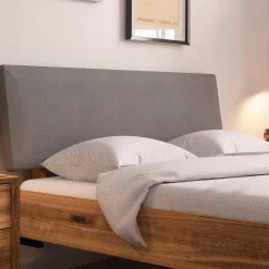 Best Bett mit Wildeiche Rahmen & Polsterkopfteil in Grau - Kerfa Betten