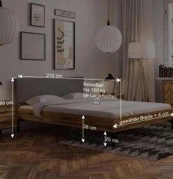 Best Bett mit Wildeiche Rahmen & Polsterkopfteil in Grau - Kerfa Betten