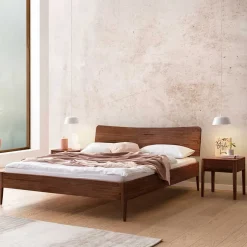 Clearance Bettgestell in 140x200 aus Nussbaum Massivholz - Vaslui Betten