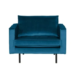 Discount Blauer Samt-Sessel Cumagon im Retrostil Sessel