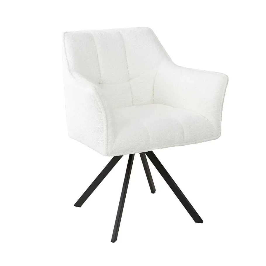 Best Boucle Armlehnenstuhl in Creme - drehbar - Tobrina (2er Set) Stühle