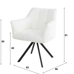 Best Boucle Armlehnenstuhl in Creme - drehbar - Tobrina (2er Set) Stühle