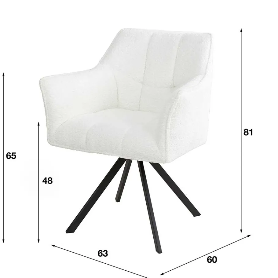 Best Boucle Armlehnenstuhl in Creme - drehbar - Tobrina (2er Set) Stühle