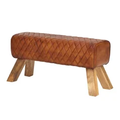 Outlet Braune Polsterbank mit Leder in Rautensteppung - Avetha Sitzbank