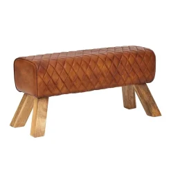 Outlet Braune Polsterbank mit Leder in Rautensteppung - Avetha Sitzbank