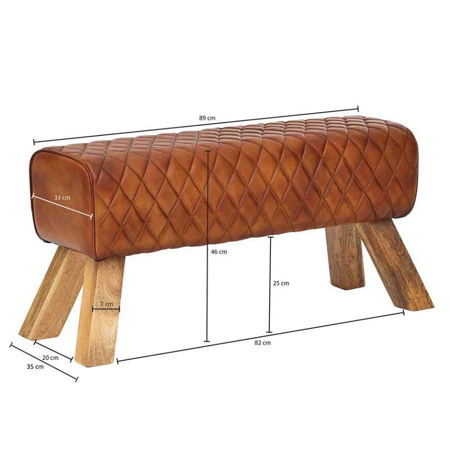 Outlet Braune Polsterbank mit Leder in Rautensteppung - Avetha Sitzbank