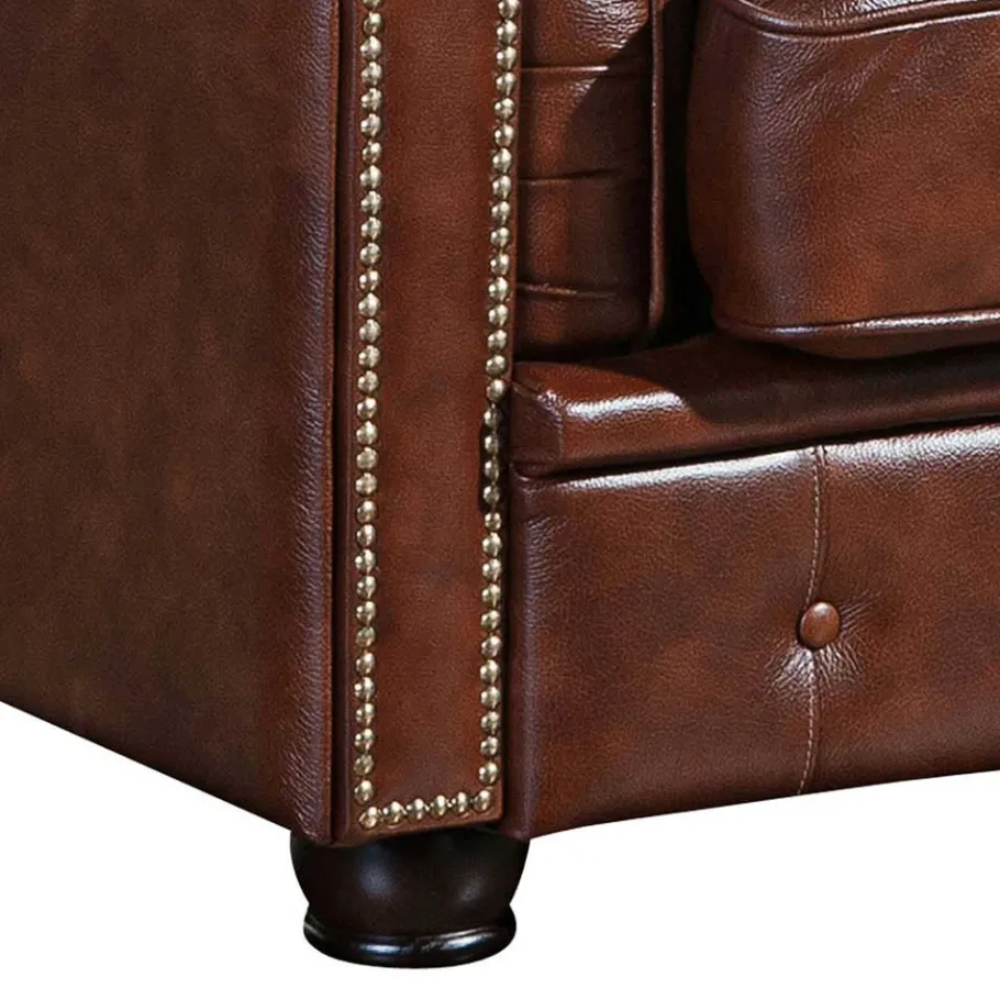 Best Braune Polstergarnitur aus Echtleder - Pluna (dreiteilig) Sitzgruppe