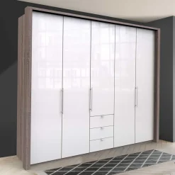 Hot Breiter Kleiderschrank in Weiß Glas - Empresian Kleiderschränke