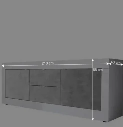 Best Breites TV Board in Weiß HG & Betonoptik - Narandu Tv & Hifi-Möbel