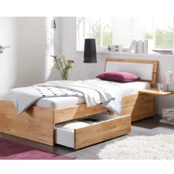 Clearance Buche Massivholzbett Gulmez inklusive BettkÀsten mit gedÀmpftem Selbsteinzug Betten