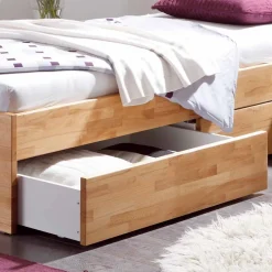 Clearance Buche Massivholzbett Gulmez inklusive Bettkästen mit gedämpftem Selbsteinzug Betten