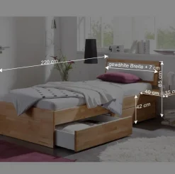 Clearance Buche Massivholzbett Gulmez inklusive Bettkästen mit gedämpftem Selbsteinzug Betten