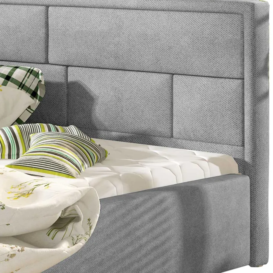 Chenille Polsterbett in Hellgrau - Mazira Betten