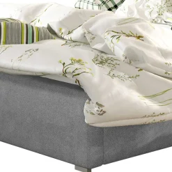 Chenille Polsterbett in Hellgrau - Mazira Betten