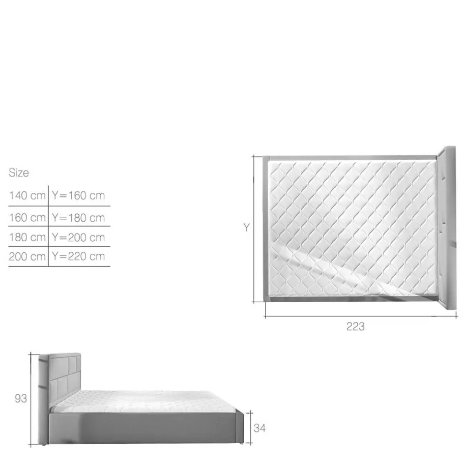 Chenille Polsterbett in Hellgrau - Mazira Betten
