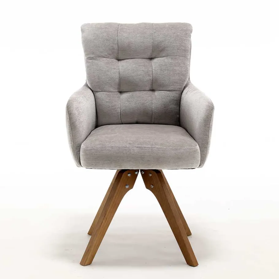 Best Chenille Tischsessel in Taupe - Fiorello (2er Set) Stühle