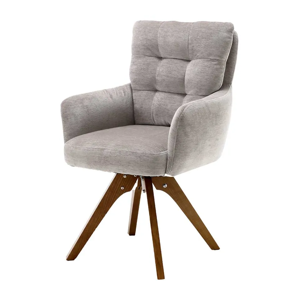 Best Chenille Tischsessel in Taupe - Fiorello (2er Set) Stühle