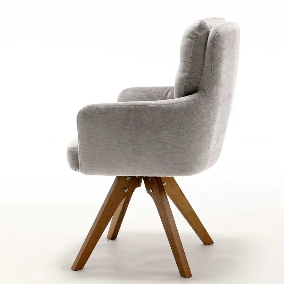 Best Chenille Tischsessel in Taupe - Fiorello (2er Set) Stühle