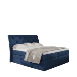 Best Chesterfield Stauraum-Boxspringbett in Blau - Hillo Betten