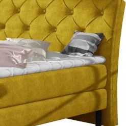 Chesterfieldbett in Currygelb Stoff - Friscura Betten