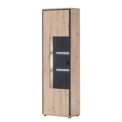 63cm breite Standvitrine in Eiche Holz Dekor - Nikdus Vitrinen