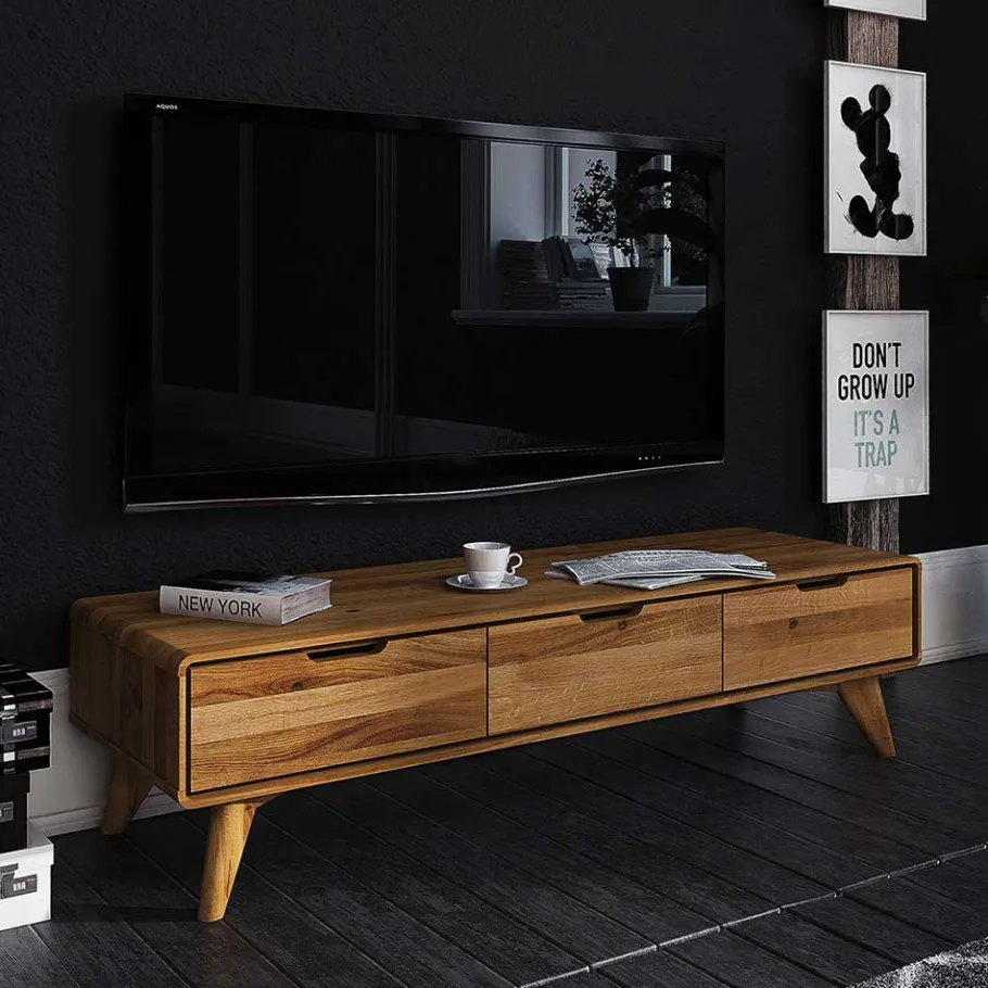 Clearance 134cm breites TV Board aus geölter Wildeiche - Eavy Tv & Hifi-Möbel|Lowboards