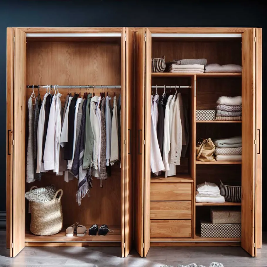 New 246cm Falttüren-Kleiderschrank Wildeiche - Mascadona Kleiderschränke