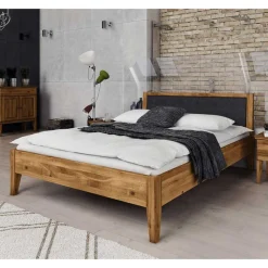 Discount 190cm kurzes Bettgestell aus Wildeiche massiv - Masdamos Betten