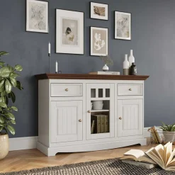 130cm Landhauskommode mit Glaseinsatz - Manipur Sideboards
