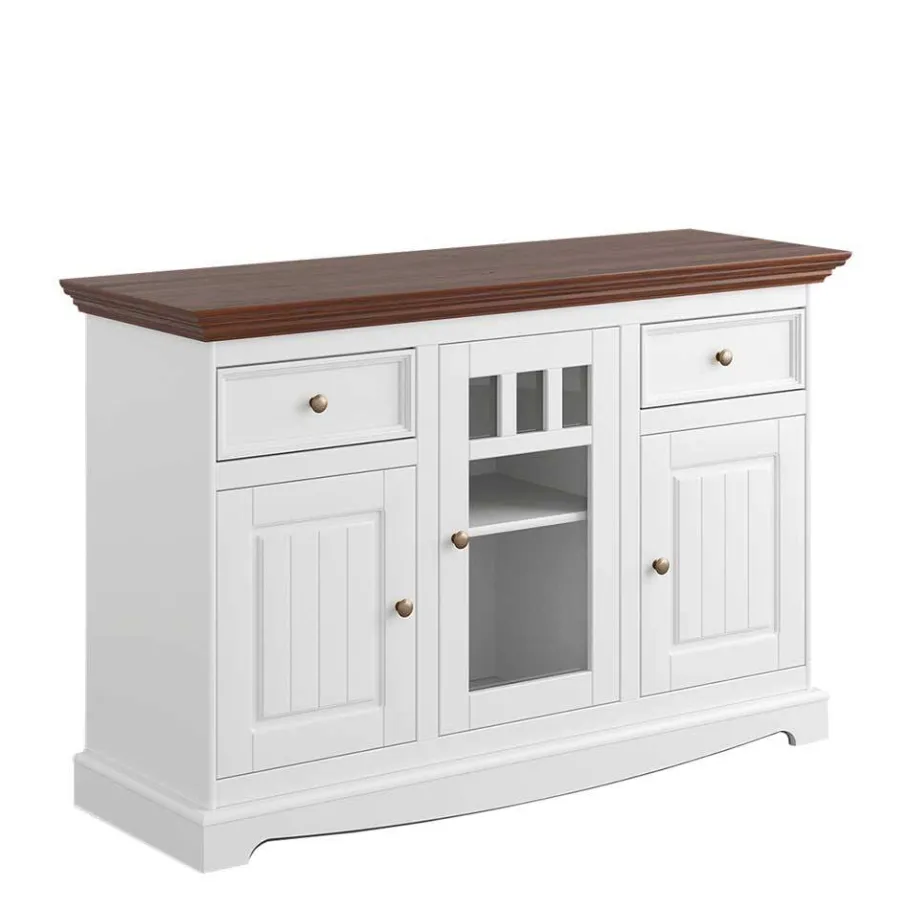 130cm Landhauskommode mit Glaseinsatz - Manipur Sideboards