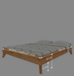 190cm langes Kernbuche Bett ohne Kopfteil - Junola I Betten