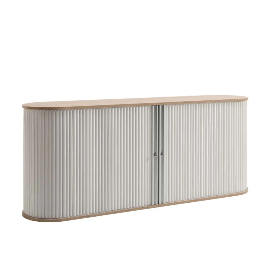 196cm Rollladen Sideboard in Weiß Eiche - Bassy Sideboards