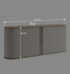 196cm Rollladen Sideboard in Weiß Eiche - Bassy Sideboards