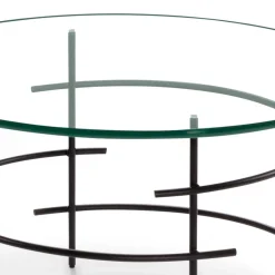 60cm runder Couchtisch mit Glasplatte - Prakto Tische