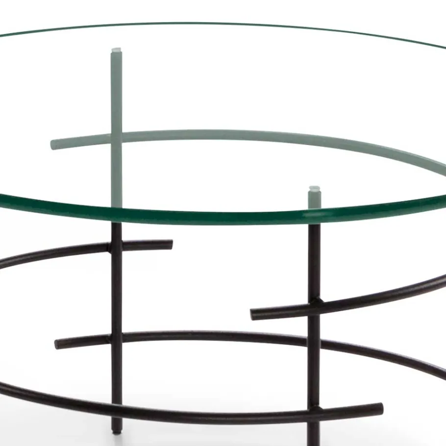 60cm runder Couchtisch mit Glasplatte - Prakto Tische