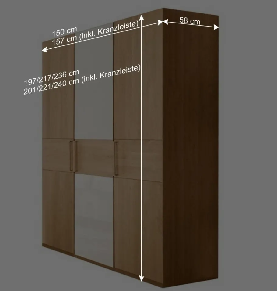 New 150cm Schlafraum Kleiderschrank 3-türig - Emdsiva Kleiderschränke|Schränke