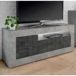 Best 138cm TV Bank in Dunkelgrau & Beton Grau - Uxena Tv & Hifi-Möbel|Lowboards