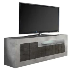Best 138cm TV Bank in Dunkelgrau & Beton Grau - Uxena Tv & Hifi-Möbel|Lowboards